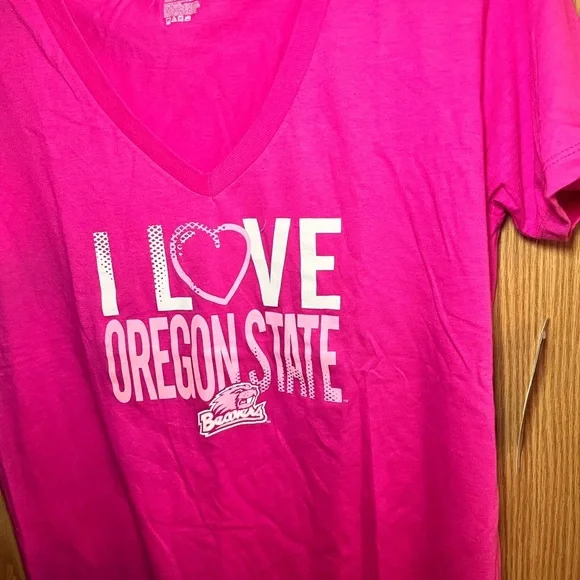 Pink Oregon State V-Neck T-Shirt - Picture 2 of 4